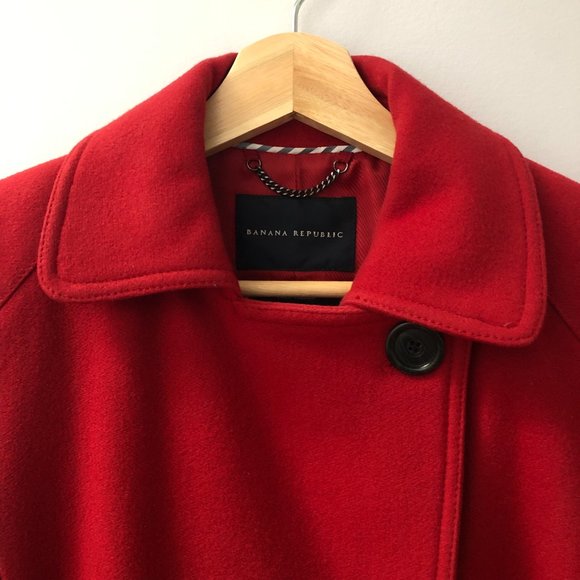 Banana Republic cherry red wool peacoat (S) - Picture 2 of 8